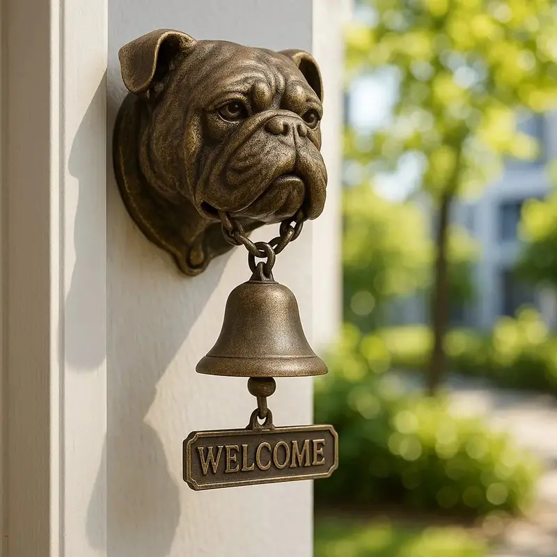 Elegant German Shepherd Wall Bell – Bronze-Finished Welcome Chime for Entryways