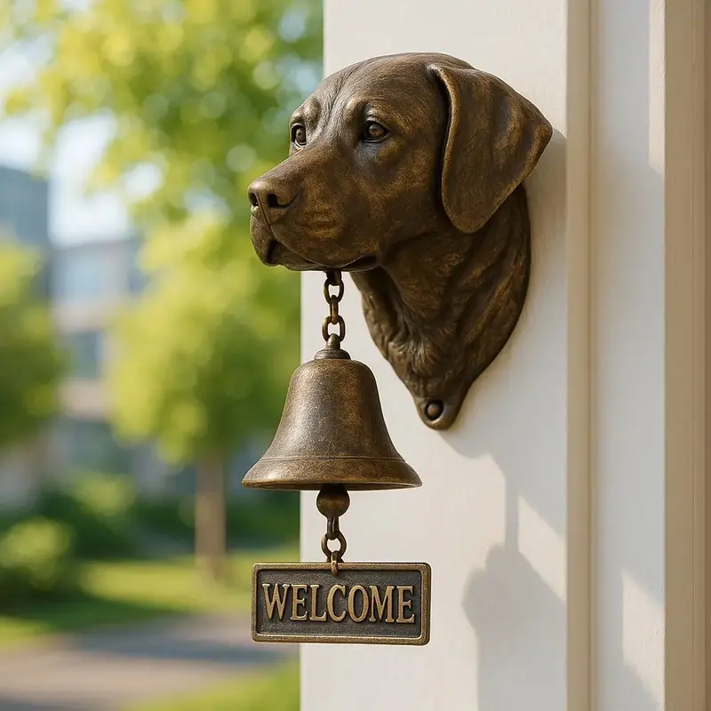 Elegant German Shepherd Wall Bell – Bronze-Finished Welcome Chime for Entryways