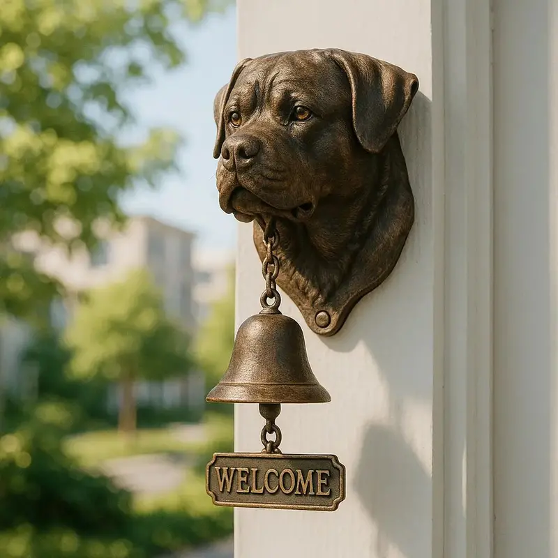 Elegant German Shepherd Wall Bell – Bronze-Finished Welcome Chime for Entryways