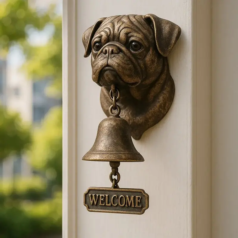 Elegant German Shepherd Wall Bell – Bronze-Finished Welcome Chime for Entryways