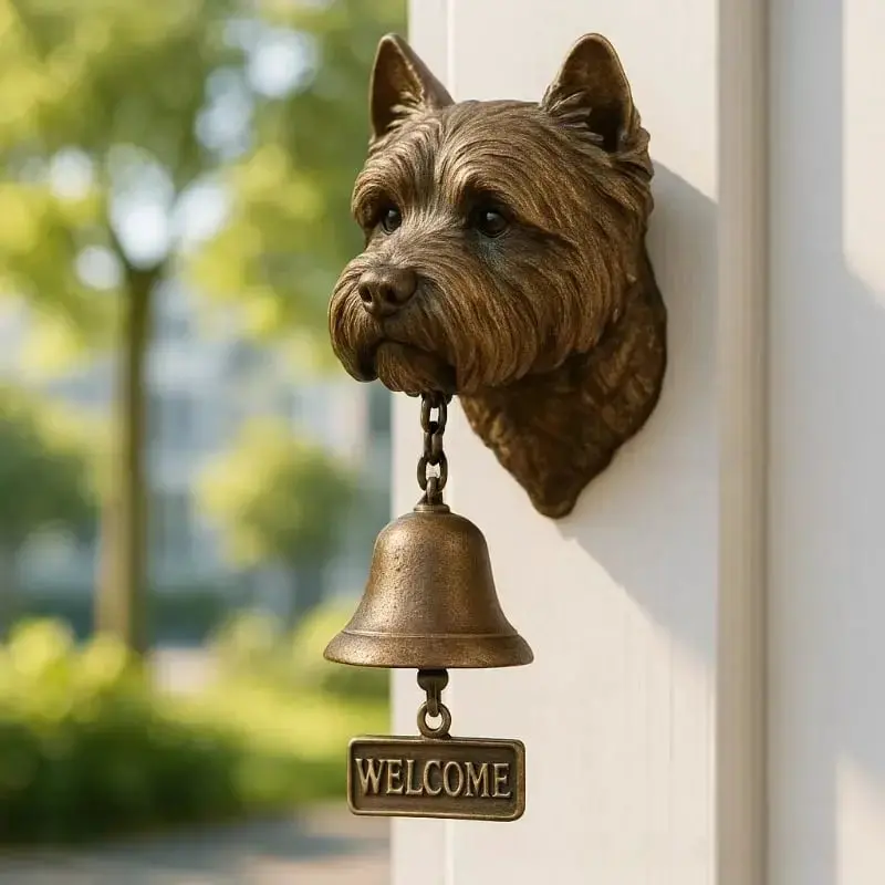 Elegant German Shepherd Wall Bell – Bronze-Finished Welcome Chime for Entryways