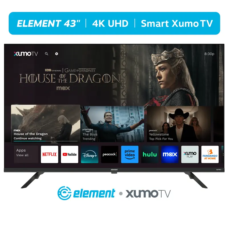 Element 43-Inch 4K UHD Xumo Smart TV – Dolby Vision HDR, 120Hz Refresh Rate