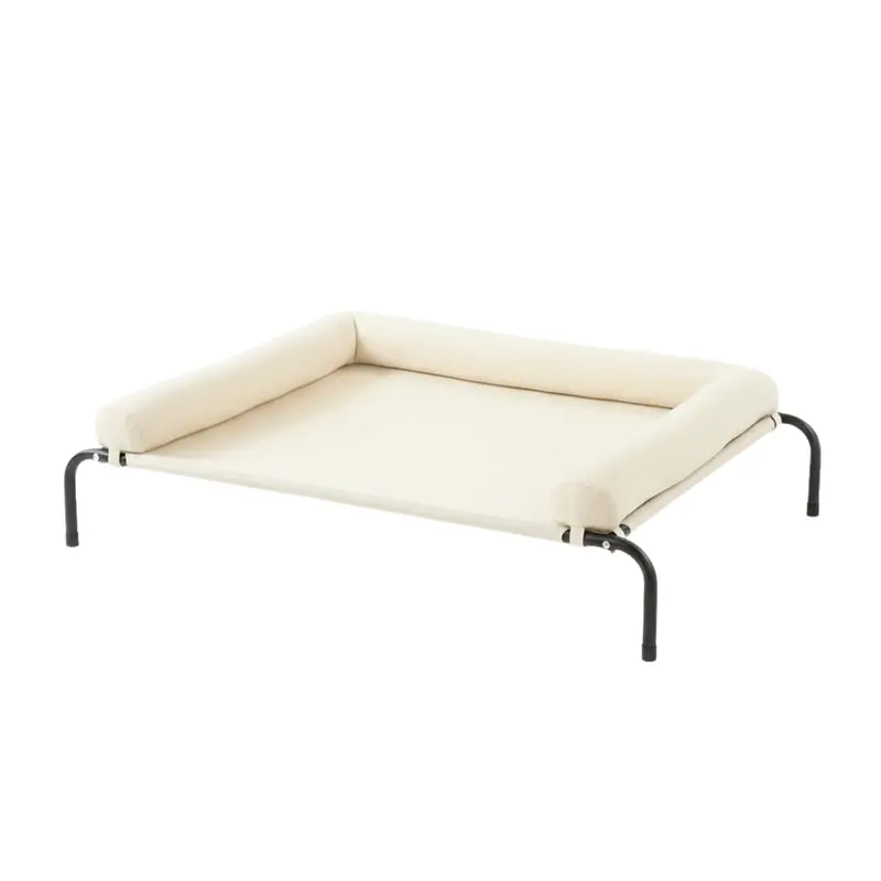 Elevated Dog Cot Bed with Breathable Mesh Center and Detachable Pillow