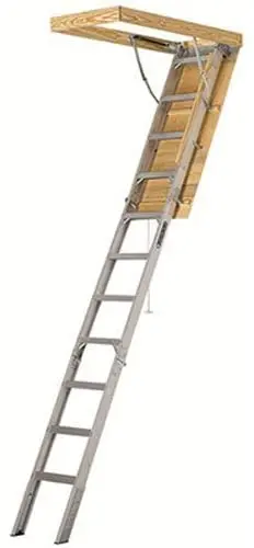 Elite AA2510 Aluminum Attic Ladder – 25.5" x 54", Type IAA, 375-Lb Load Rating, Fits 7'8"–10' Ceilings