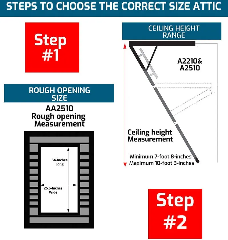 Elite AA2510 Aluminum Attic Ladder – 25.5" x 54", Type IAA, 375-Lb Load Rating, Fits 7'8"–10' Ceilings