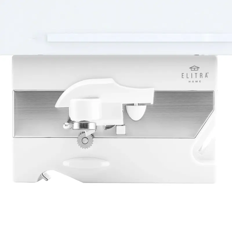 Elitra 3-in-1 Under-Cabinet Appliance: Electric Can Opener, Blade Sharpener & Bottle Opener – White