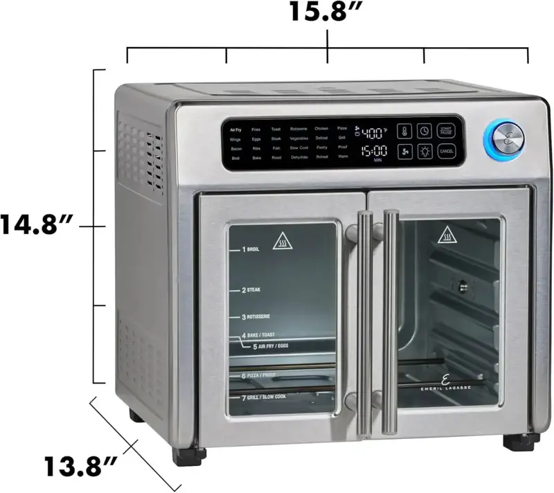 Emeril Lagasse 26-Quart Air Fryer Toaster Oven – Convection Countertop Oven with French Doors, Stainless Steel Finish 2