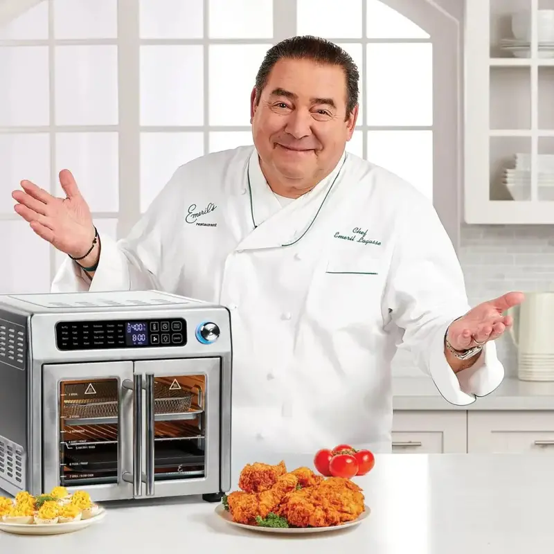 Emeril Lagasse 26-Quart Air Fryer Toaster Oven – Convection Countertop Oven with French Doors, Stainless Steel Finish