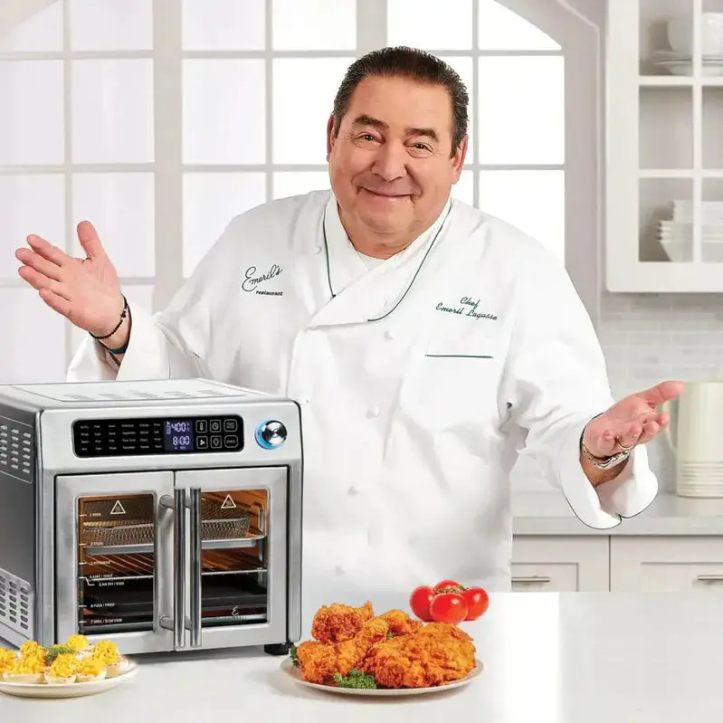 Emeril Lagasse 26-Quart Air Fryer Toaster Oven – French-Door Convection Oven with Stainless Finish