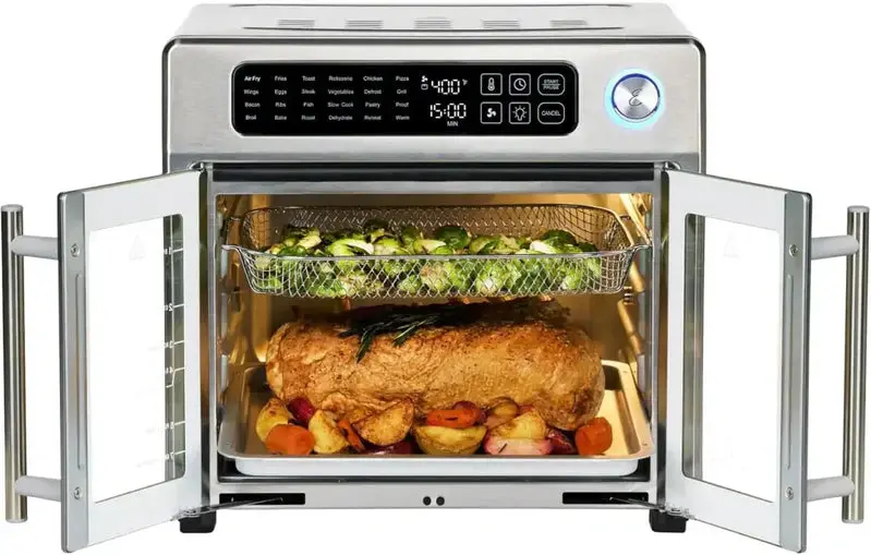 Emeril Lagasse 26-Quart Air Fryer Toaster Oven – French-Door Convection Oven with Stainless Finish