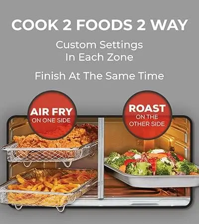 Emeril Lagasse Dual-Zone 360° Air Fryer Oven – 25-Quart Combo for Simultaneous Cooking