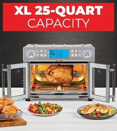 Emeril Lagasse Dual-Zone 360° Air Fryer Oven – 25-Quart Combo for Simultaneous Cooking