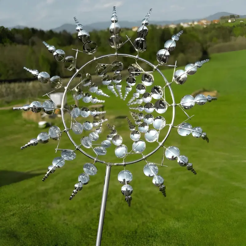 Enchanted Metal Windmill Sculpture | Unique Rotating Garden Centerpiece
