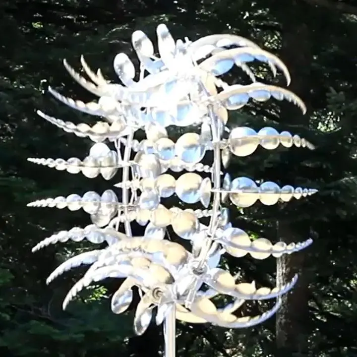 Enchanted Metal Windmill Sculpture | Unique Rotating Garden Centerpiece