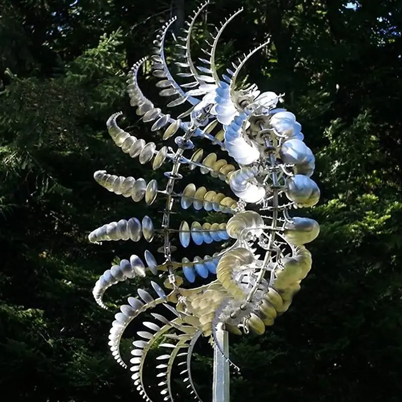 Enchanted Metal Windmill Sculpture | Unique Rotating Garden Centerpiece
