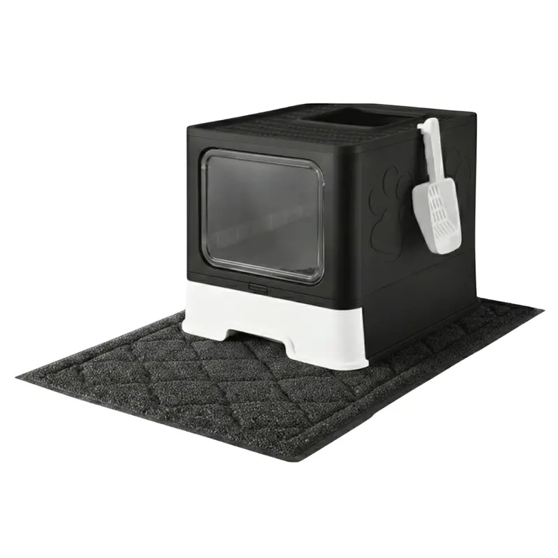 Enclosed Top-Entry Cat Litter Box – Includes Mat, Scoop & Odor-Control Design
