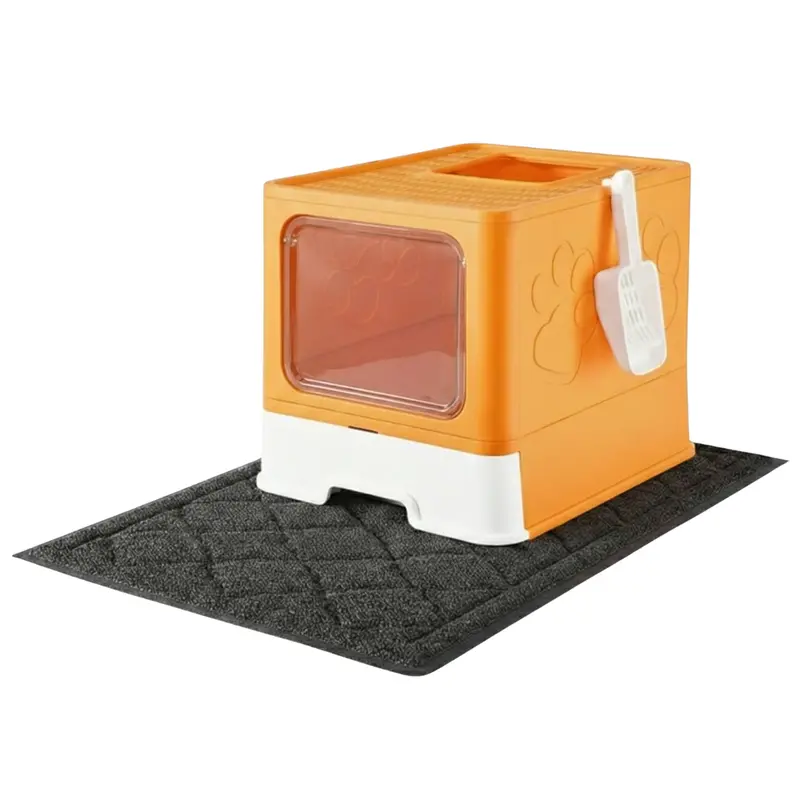 Enclosed Top-Entry Cat Litter Box – Includes Mat, Scoop & Odor-Control Design