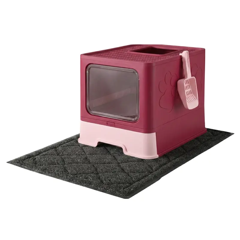 Enclosed Top-Entry Cat Litter Box – Includes Mat, Scoop & Odor-Control Design