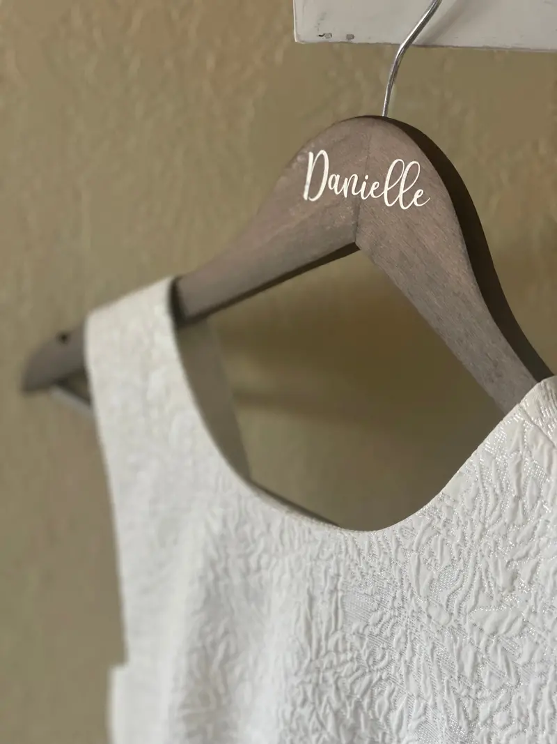 Engraved Wooden Clothes Hangers for Bridal Robes or Attire 2