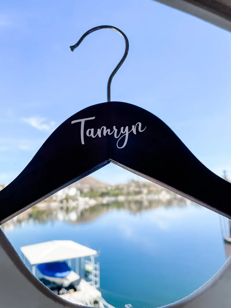 Engraved Wooden Clothes Hangers for Bridal Robes or Attire