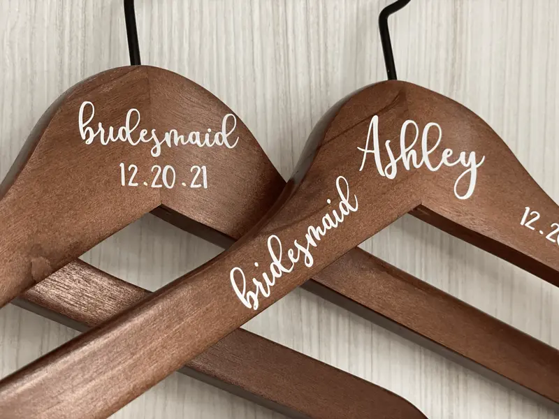 Engraved Wooden Clothes Hangers for Bridal Robes or Attire