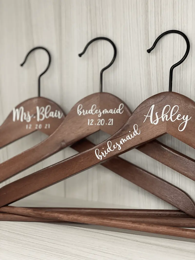 Engraved Wooden Clothes Hangers for Bridal Robes or Attire