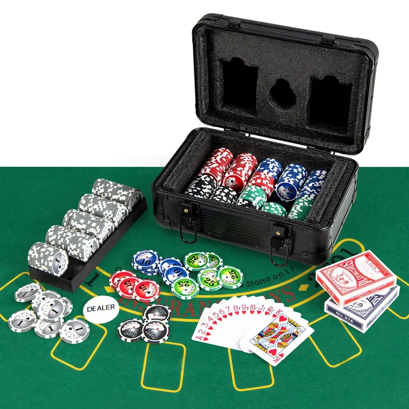 Entry-Level 300-Piece Poker Chip Set – Casino-Themed Kit with 6 Decks and Dealer Button