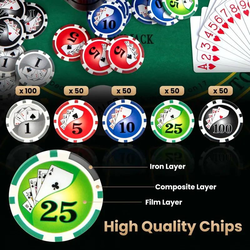 Entry-Level 300-Piece Poker Chip Set – Casino-Themed Kit with 6 Decks and Dealer Button