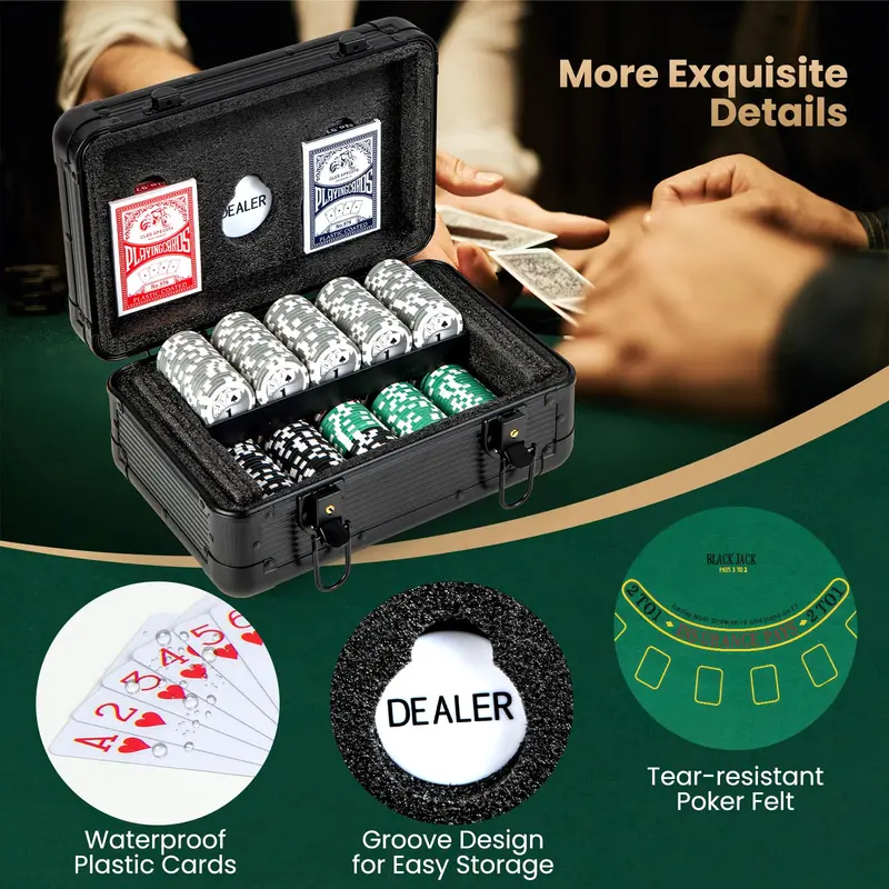 Entry-Level 300-Piece Poker Chip Set – Casino-Themed Kit with 6 Decks and Dealer Button
