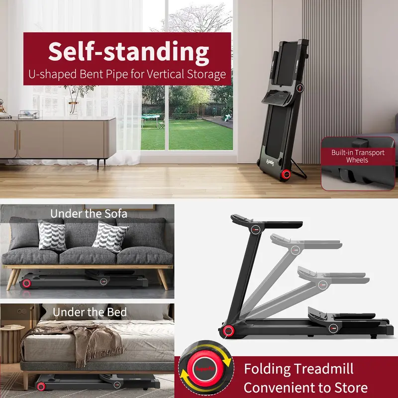 Entry-Level Folding Treadmill – 3.75 HP Freestanding Model with 12 Workout Programs and App Support