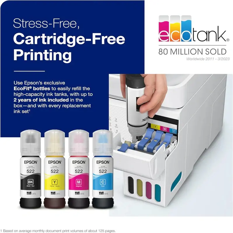 Epson EcoTank ET-4800 Home Office Printer – Cartridge-Free Wireless All-in-One with Fax & Scanning