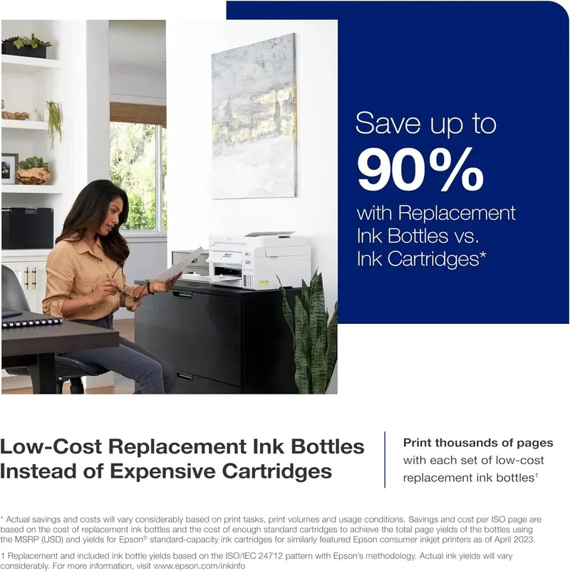 Epson EcoTank ET-4800 Wireless All-in-One Printer – Cartridge-Free, ADF, Scanner, Copier, Fax, Ethernet