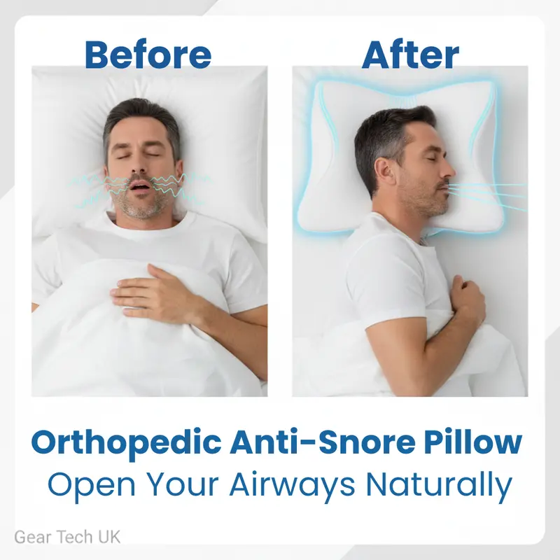 Ergonomic Anti-Snore Pillow – Memory Foam Support for Sleep Apnea Relief and Restorative Breathing