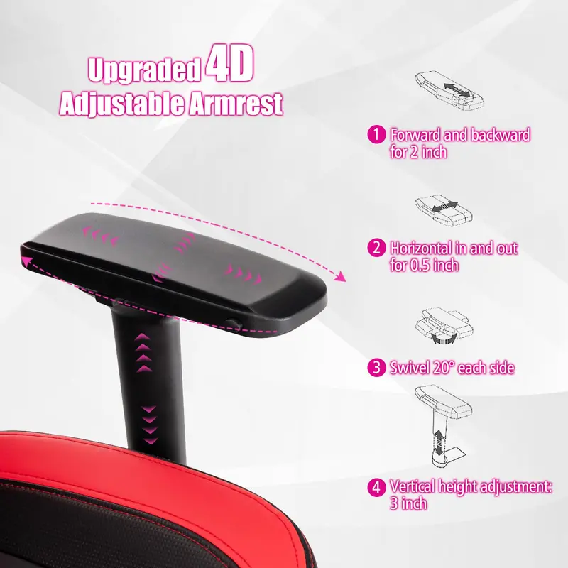 Ergonomic Gaming Chair – 360° Swivel, 4D Armrests, Adjustable Recline, and Tension Control