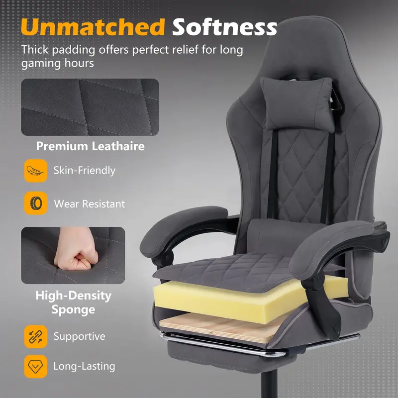 Ergonomic Gaming Chair for Home Office – Linkage Armrests, Removable Headrest
