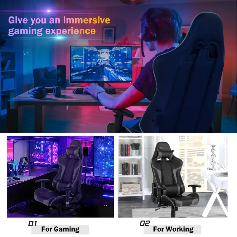 Ergonomic Gaming Chair – Massage-Enabled Racing Office Chair for PC and Console