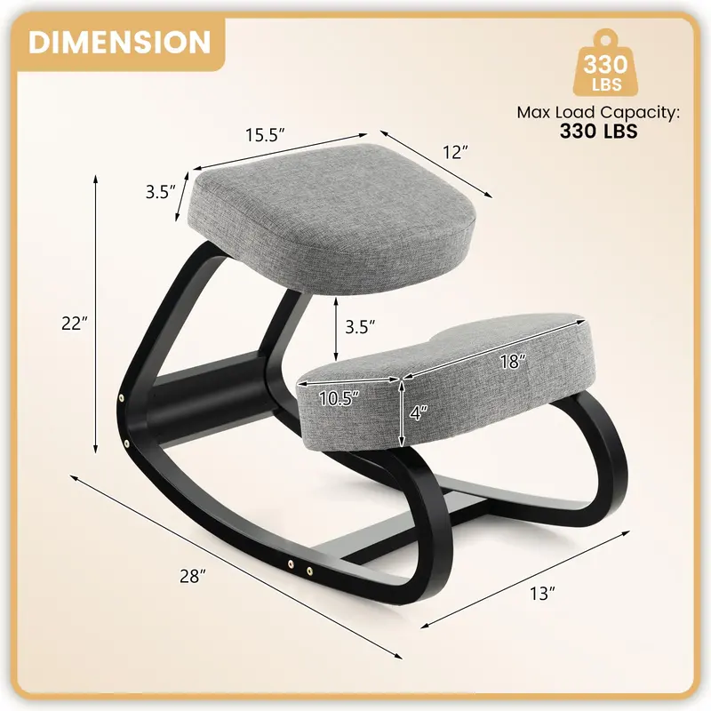 Ergonomic Kneeling Chair – Posture-Support Seat with 4-Inch Thick Memory Foam Cushion