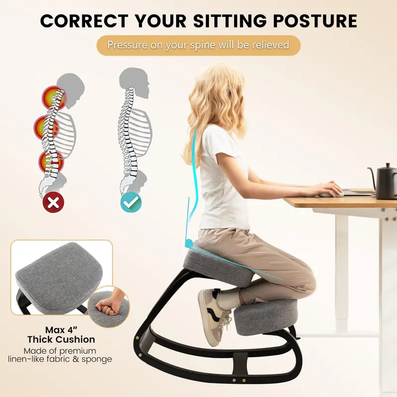 Ergonomic Kneeling Chair – Posture-Support Seat with 4-Inch Thick Memory Foam Cushion
