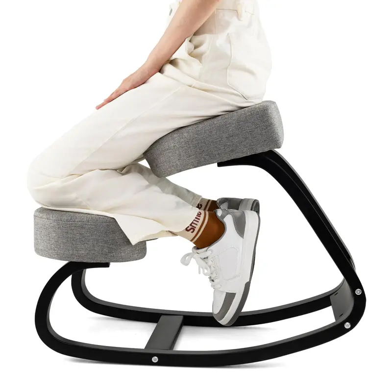 Ergonomic Kneeling Office Chair – Upright Posture Support with Cushioned Seat and Knee Pads (Gray/Black)