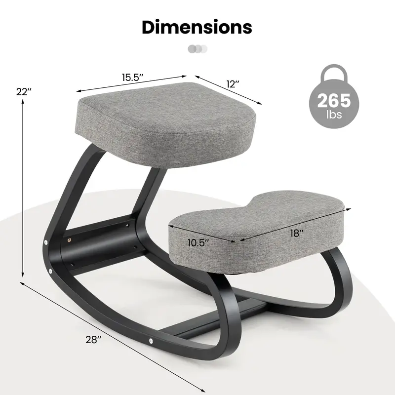 Ergonomic Kneeling Office Chair – Upright Posture Support with Cushioned Seat and Knee Pads (Gray/Black)
