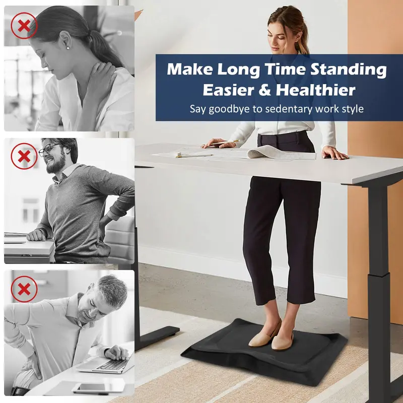 Ergonomic Standing Desk Mat with Textured Surface and Built-in Massage Nubs
