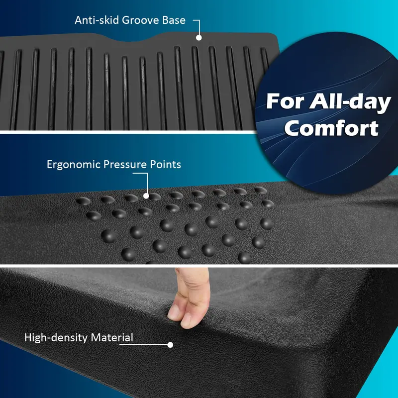 Ergonomic Standing Desk Mat with Textured Surface and Built-in Massage Nubs