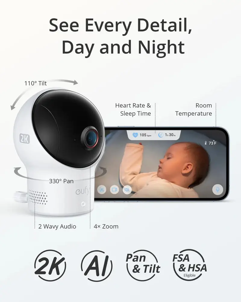 eufy Baby Smart Sock S320 – Wearable Pulse Oximeter + 2K HD Camera Monitor