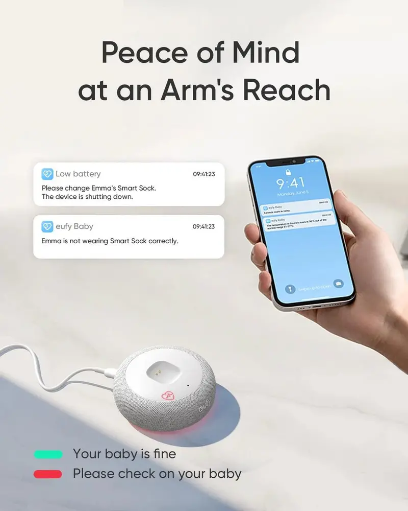 eufy Baby Smart Sock S320 – Wearable Pulse Oximeter + 2K HD Camera Monitor