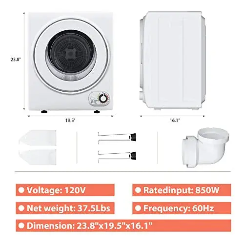 Euhomy 110V Portable Clothes Dryer – 850W Compact 1.5 Cu.Ft Front-Load Laundry Dryer 2