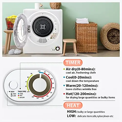 Euhomy 110V Portable Clothes Dryer – 850W Compact 1.5 Cu.Ft Front-Load Laundry Dryer