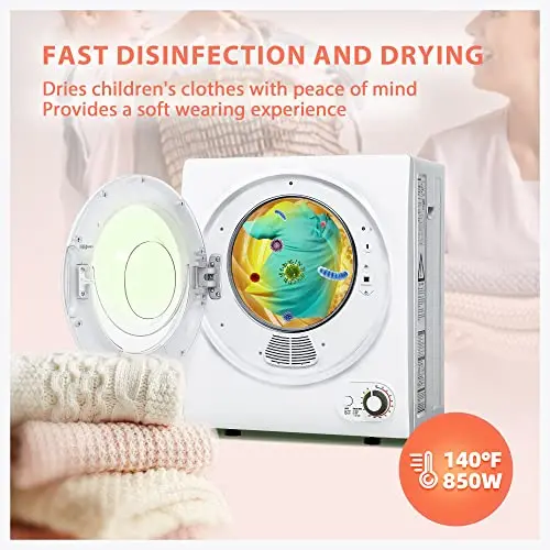 Euhomy 110V Portable Clothes Dryer – 850W Compact 1.5 Cu.Ft Front-Load Laundry Dryer