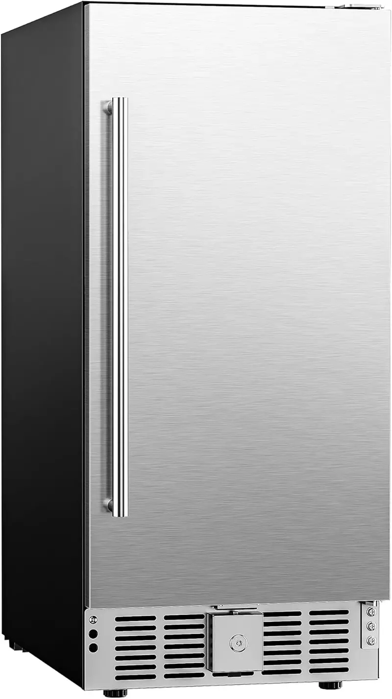 EUHOMY 15-Inch Undercounter Beverage Fridge – 127-Can Capacity, Stainless Steel Door, Built-In or Freestanding Soda & Drink Cooler