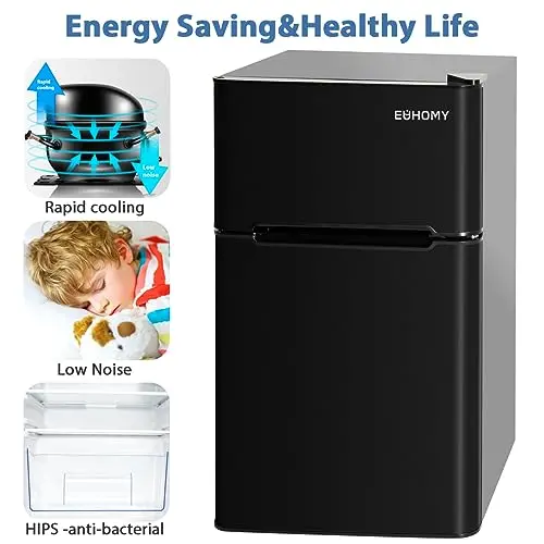 Euhomy 3.2 Cu.Ft Compact Mini Fridge with Freezer Compartment