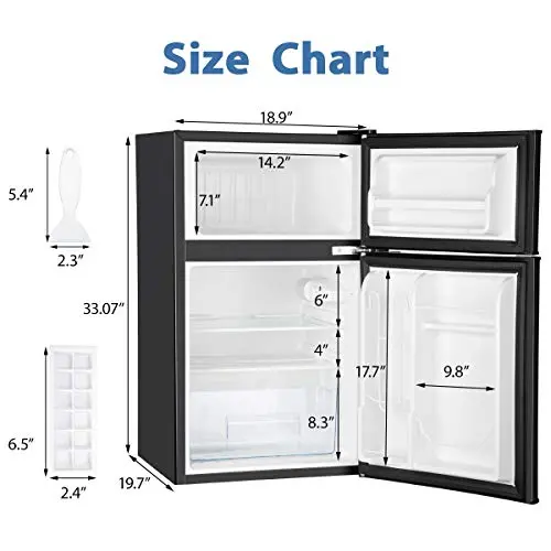 Euhomy 3.2 Cu.Ft Compact Mini Fridge with Freezer Compartment